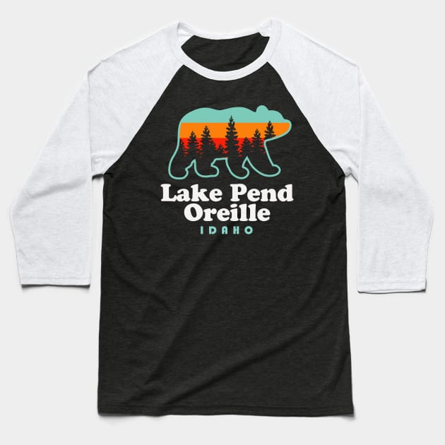 Lake Pend Oreille Idaho Fishing Camping Baseball T-Shirt by PodDesignShop